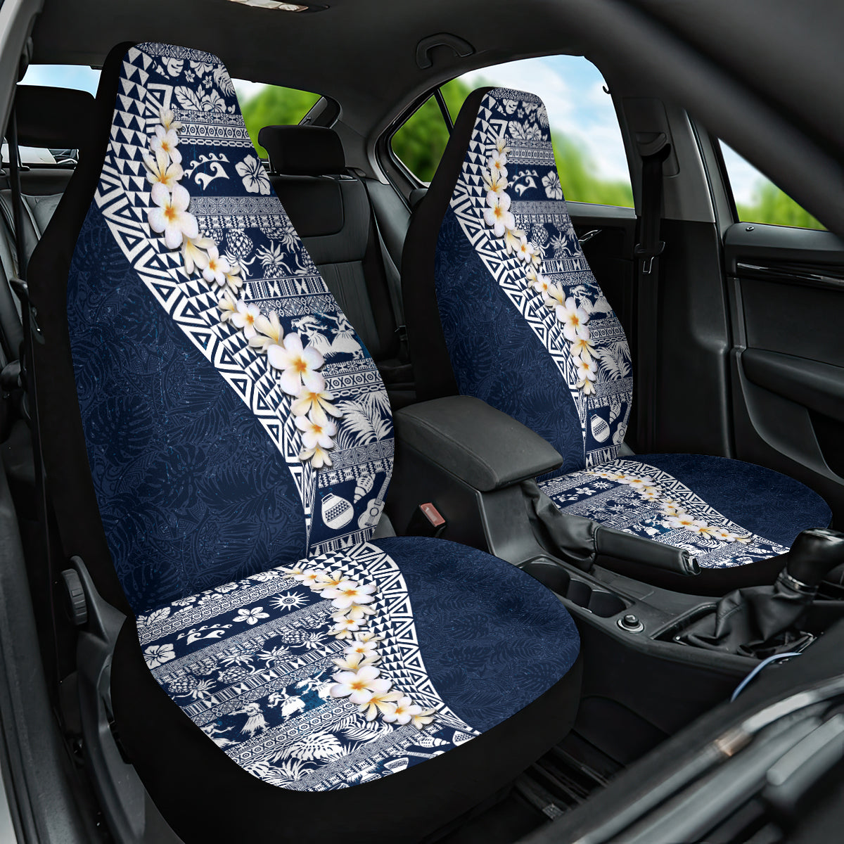 Hawaii Plumeria Tribal Vintage Car Seat Cover Special Blue LT03 One Size Blue - Polynesian Pride