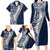 Hawaii Plumeria Tribal Vintage Family Matching Long Sleeve Bodycon Dress and Hawaiian Shirt Special Blue