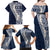 Hawaii Plumeria Tribal Vintage Family Matching Off Shoulder Maxi Dress and Hawaiian Shirt Special Blue