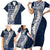 Hawaii Plumeria Tribal Vintage Family Matching Short Sleeve Bodycon Dress and Hawaiian Shirt Special Blue