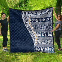 Hawaii Plumeria Tribal Vintage Quilt Special Blue LT03 - Polynesian Pride