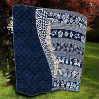 Hawaii Plumeria Tribal Vintage Quilt Special Blue LT03 - Polynesian Pride