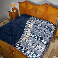 Hawaii Plumeria Tribal Vintage Quilt Special Blue LT03 - Polynesian Pride