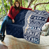 Hawaii Plumeria Tribal Vintage Quilt Special Blue LT03 - Polynesian Pride