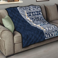 Hawaii Plumeria Tribal Vintage Quilt Special Blue LT03 - Polynesian Pride