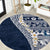 Hawaii Plumeria Tribal Vintage Round Carpet Special Blue