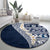 Hawaii Plumeria Tribal Vintage Round Carpet Special Blue