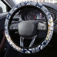 Hawaii Plumeria Tribal Vintage Steering Wheel Cover Special Blue LT03 - Polynesian Pride