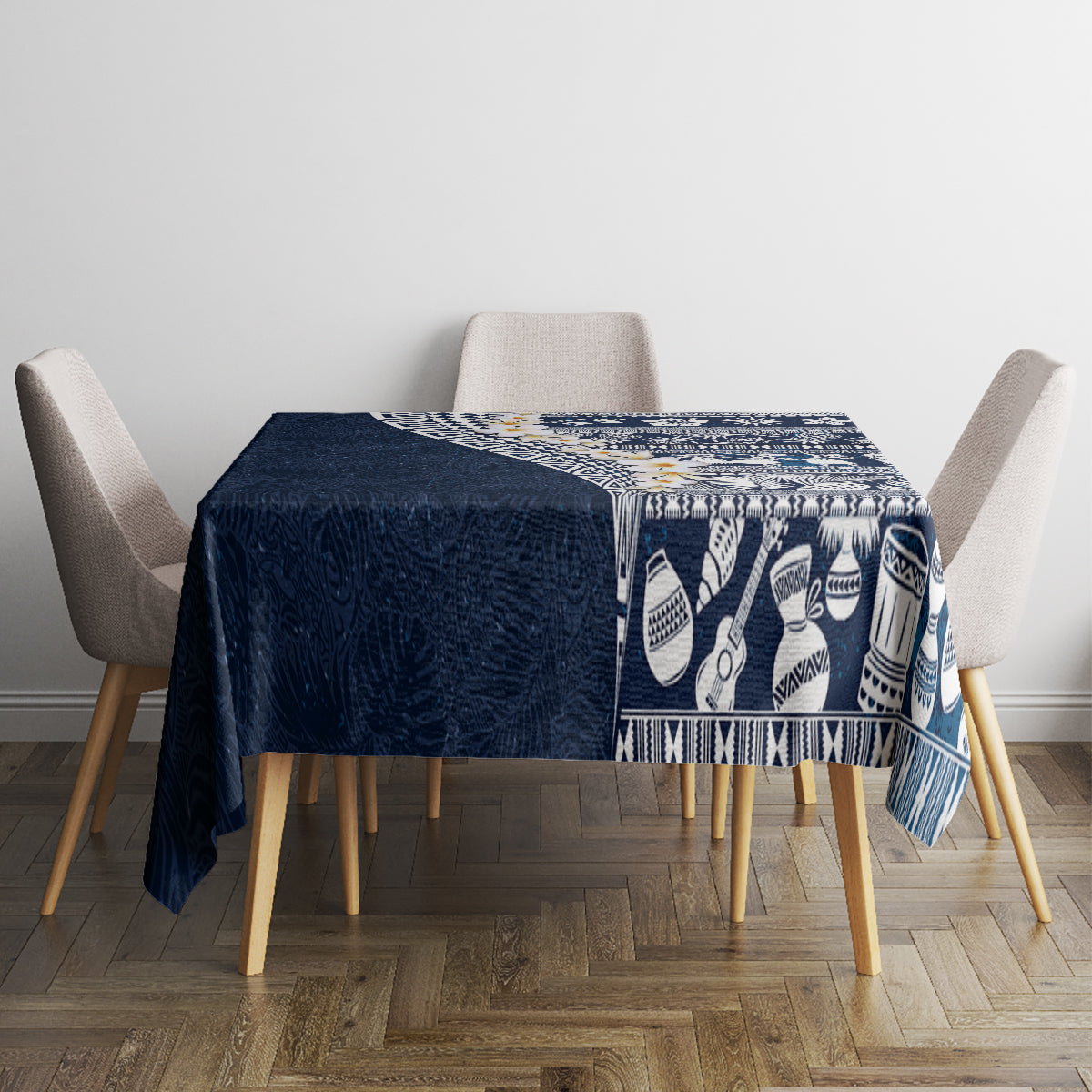 Hawaii Plumeria Tribal Vintage Tablecloth Special Blue LT03 - Polynesian Pride