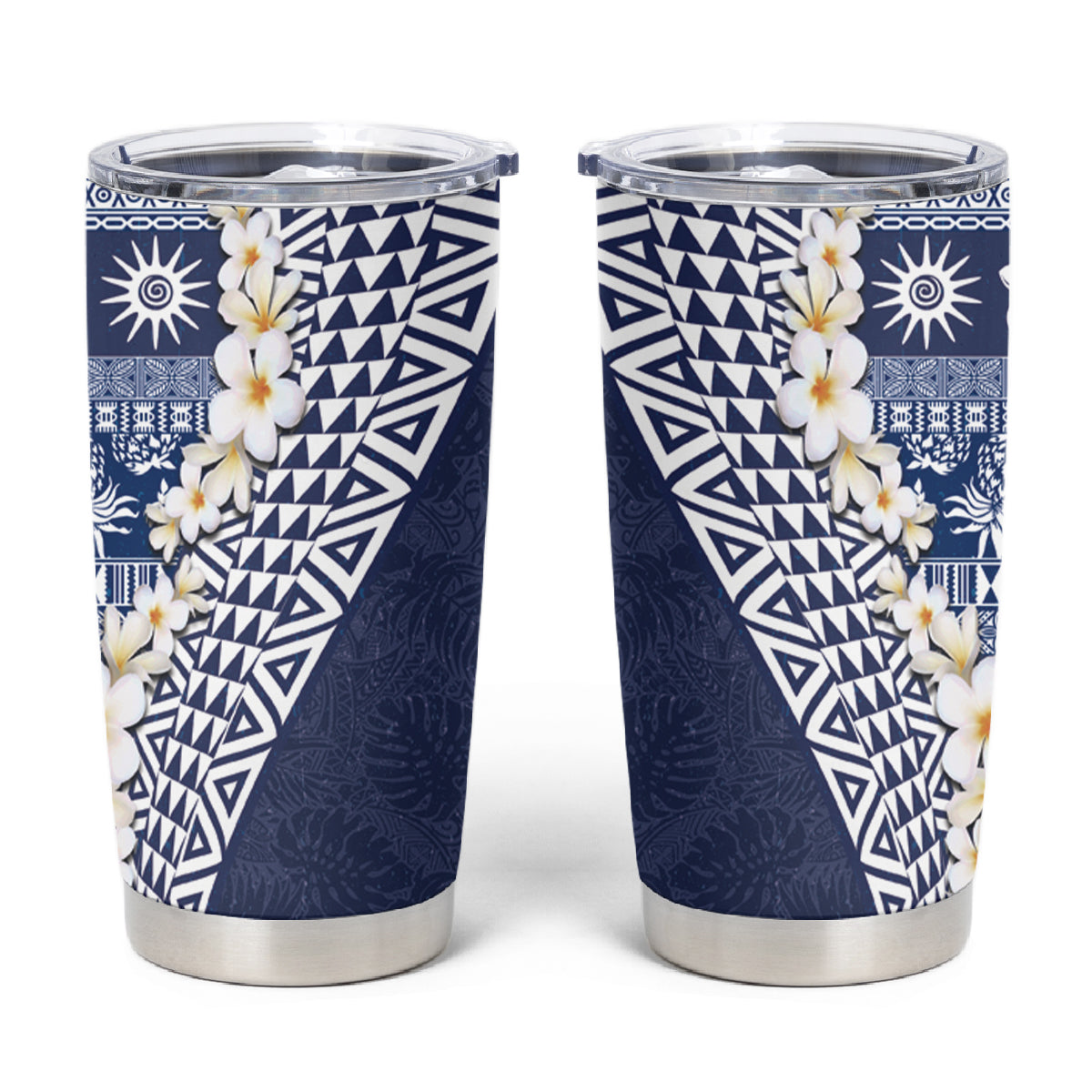 Hawaii Plumeria Tribal Vintage Tumbler Cup Special Blue LT03 Blue - Polynesian Pride