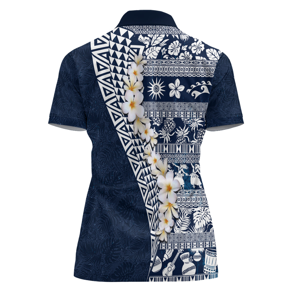 Hawaii Plumeria Tribal Vintage Women Polo Shirt Special Blue LT03 - Polynesian Pride