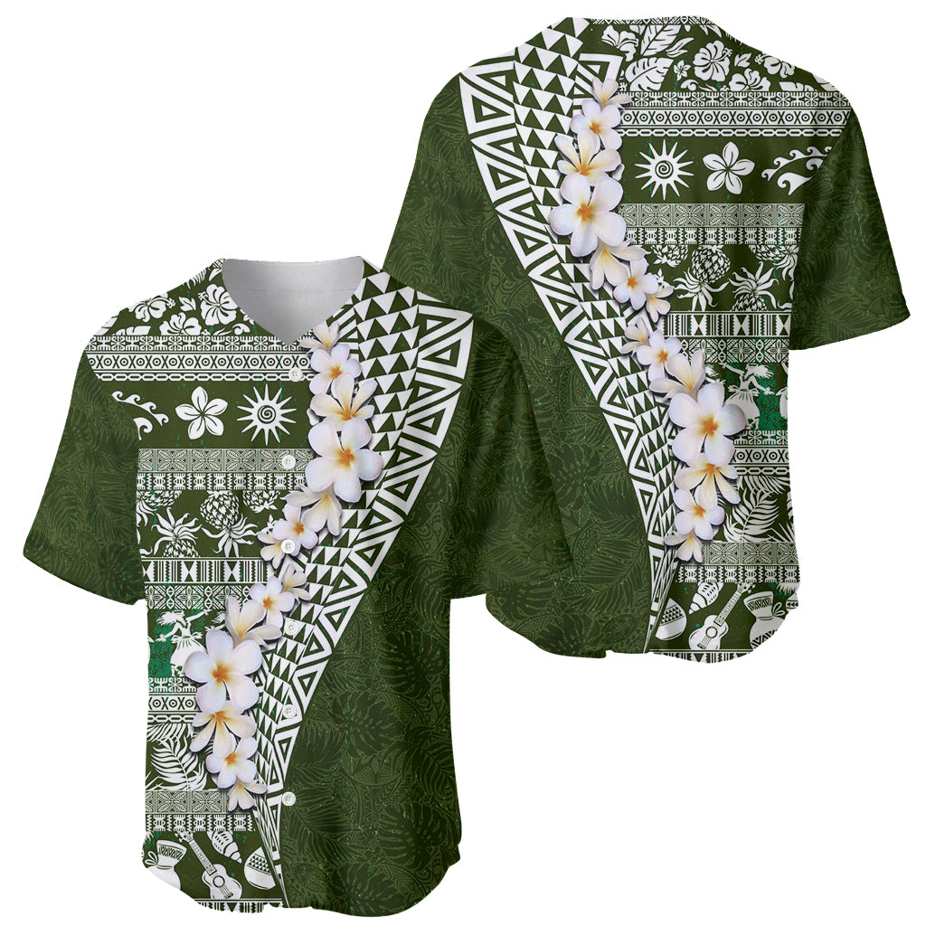 Hawaii Plumeria Tribal Vintage Baseball Jersey Special Green LT03 - Polynesian Pride