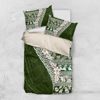 Hawaii Plumeria Tribal Vintage Bedding Set Special Green LT03 US Twin 172cm x 218cm Green - Polynesian Pride