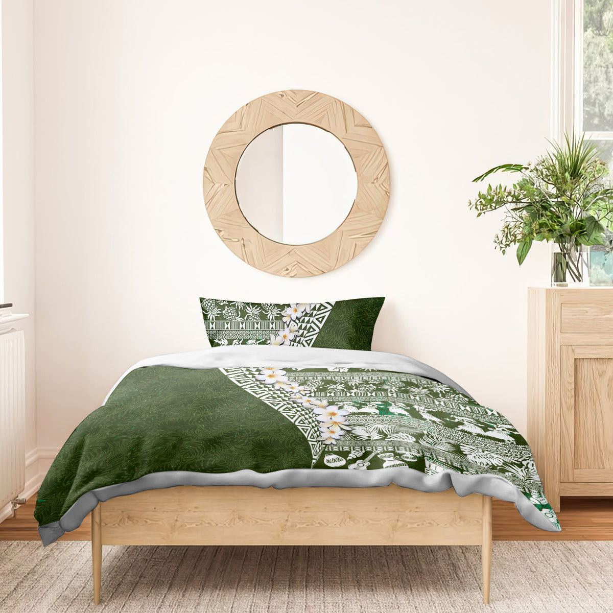 Hawaii Plumeria Tribal Vintage Bedding Set Special Green LT03 - Polynesian Pride