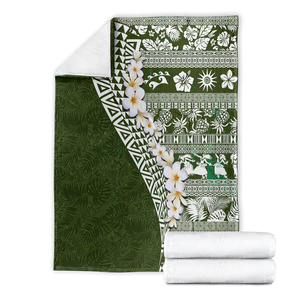 Hawaii Plumeria Tribal Vintage Blanket Special Green LT03 - Polynesian Pride