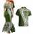 Hawaii Plumeria Tribal Vintage Couples Matching Mermaid Dress and Hawaiian Shirt Special Green