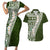 Hawaii Plumeria Tribal Vintage Couples Matching Short Sleeve Bodycon Dress and Hawaiian Shirt Special Green