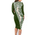 Hawaii Plumeria Tribal Vintage Family Matching Long Sleeve Bodycon Dress and Hawaiian Shirt Special Green