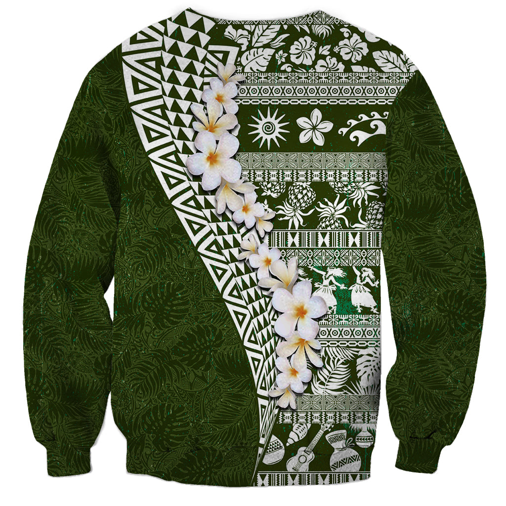 Hawaii Plumeria Tribal Vintage Sweatshirt Special Green LT03 - Polynesian Pride
