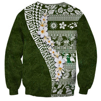 Hawaii Plumeria Tribal Vintage Sweatshirt Special Green LT03 - Polynesian Pride