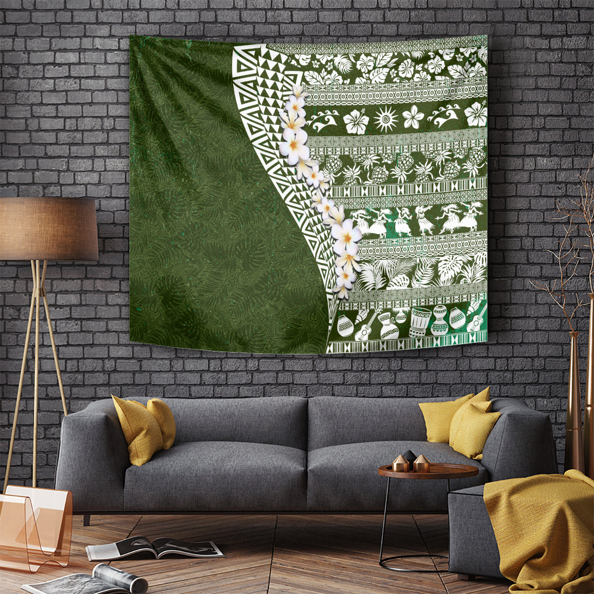 Hawaii Plumeria Tribal Vintage Tapestry Special Green LT03 - Polynesian Pride