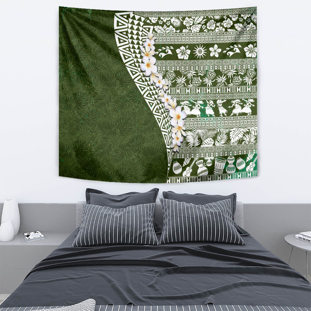 Hawaii Plumeria Tribal Vintage Tapestry Special Green LT03 - Polynesian Pride