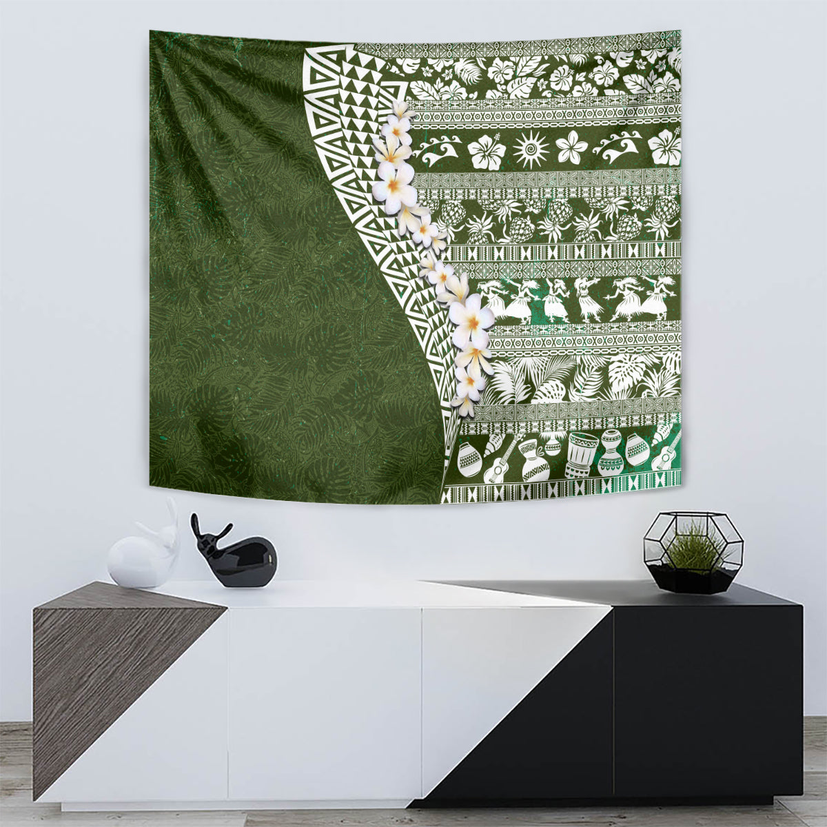 Hawaii Plumeria Tribal Vintage Tapestry Special Green LT03 - Polynesian Pride