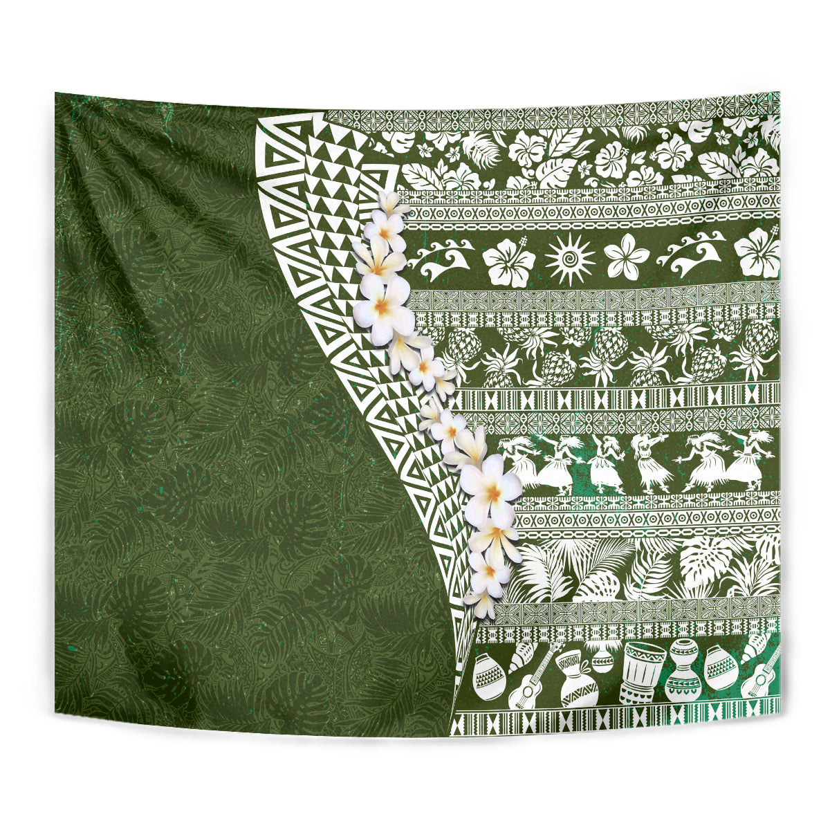 Hawaii Plumeria Tribal Vintage Tapestry Special Green LT03 - Polynesian Pride