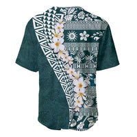 Hawaii Plumeria Tribal Vintage Baseball Jersey Special Turquoise LT03 - Polynesian Pride