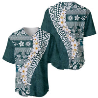 Hawaii Plumeria Tribal Vintage Baseball Jersey Special Turquoise LT03 - Polynesian Pride