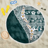 Hawaii Plumeria Tribal Vintage Beach Blanket Special Turquoise LT03 One Size 150cm Turquoise - Polynesian Pride