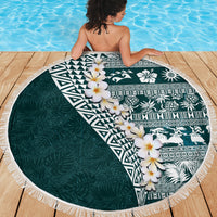 Hawaii Plumeria Tribal Vintage Beach Blanket Special Turquoise LT03 - Polynesian Pride
