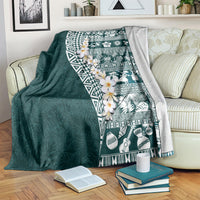 Hawaii Plumeria Tribal Vintage Blanket Special Turquoise LT03 Turquoise - Polynesian Pride