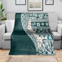 Hawaii Plumeria Tribal Vintage Blanket Special Turquoise LT03 - Polynesian Pride