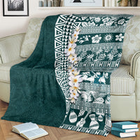 Hawaii Plumeria Tribal Vintage Blanket Special Turquoise LT03 - Polynesian Pride