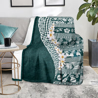 Hawaii Plumeria Tribal Vintage Blanket Special Turquoise LT03 - Polynesian Pride