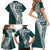 Hawaii Plumeria Tribal Vintage Family Matching Short Sleeve Bodycon Dress and Hawaiian Shirt Special Turquoise