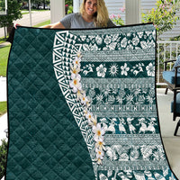Hawaii Plumeria Tribal Vintage Quilt Special Turquoise LT03 Turquoise - Polynesian Pride