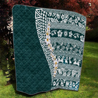 Hawaii Plumeria Tribal Vintage Quilt Special Turquoise LT03 - Polynesian Pride