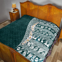Hawaii Plumeria Tribal Vintage Quilt Special Turquoise LT03 - Polynesian Pride