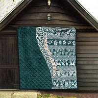 Hawaii Plumeria Tribal Vintage Quilt Special Turquoise LT03 - Polynesian Pride