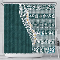 Hawaii Plumeria Tribal Vintage Shower Curtain Special Turquoise LT03 - Polynesian Pride