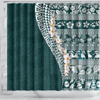 Hawaii Plumeria Tribal Vintage Shower Curtain Special Turquoise LT03 - Polynesian Pride