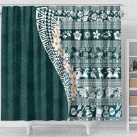 Hawaii Plumeria Tribal Vintage Shower Curtain Special Turquoise LT03 - Polynesian Pride