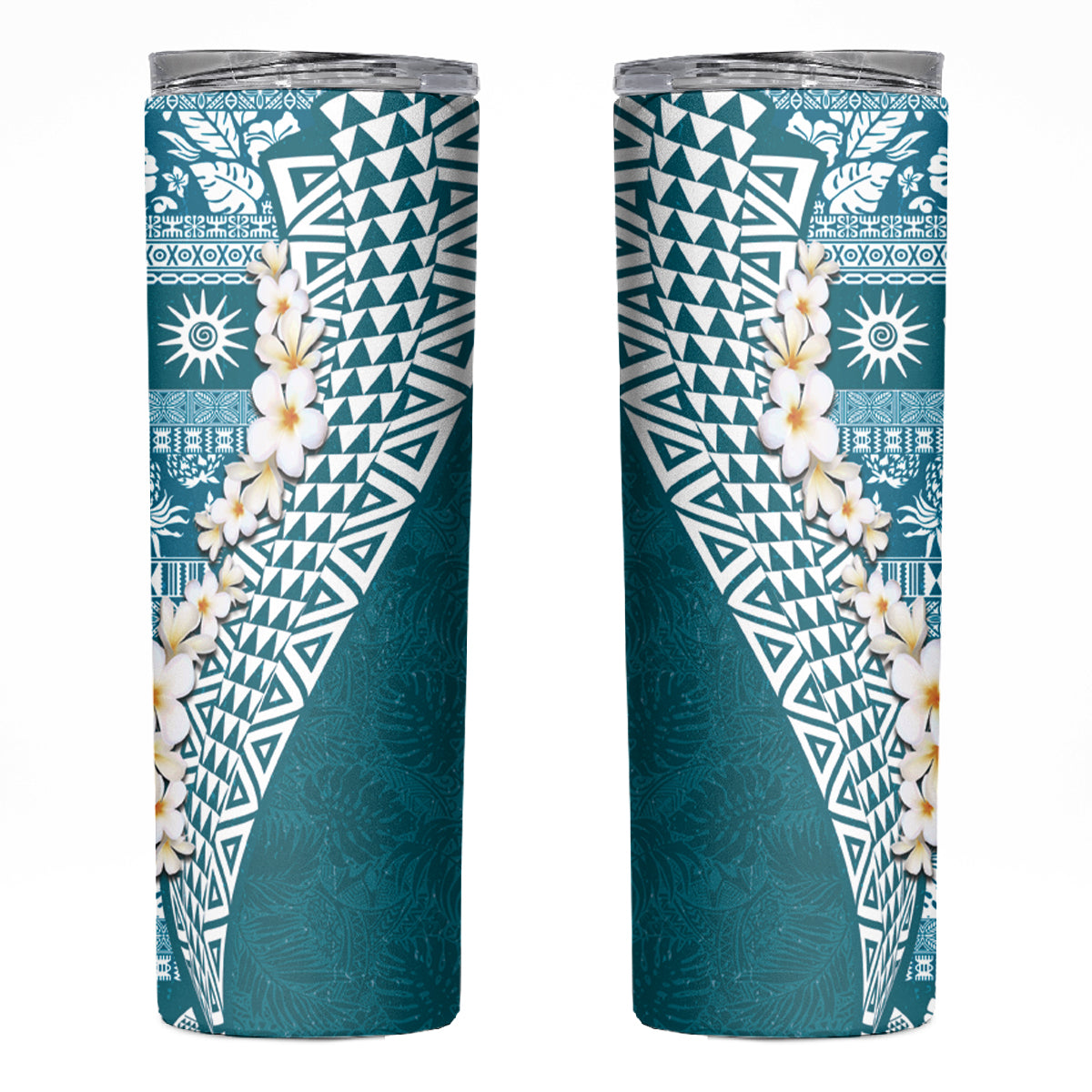 Hawaii Plumeria Tribal Vintage Skinny Tumbler Special Turquoise