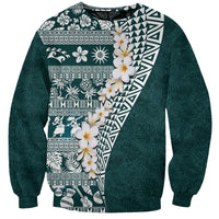 Hawaii Plumeria Tribal Vintage Sweatshirt Special Turquoise LT03 Unisex Turquoise - Polynesian Pride