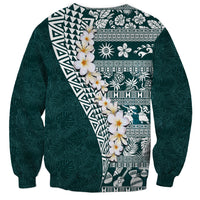 Hawaii Plumeria Tribal Vintage Sweatshirt Special Turquoise LT03 - Polynesian Pride