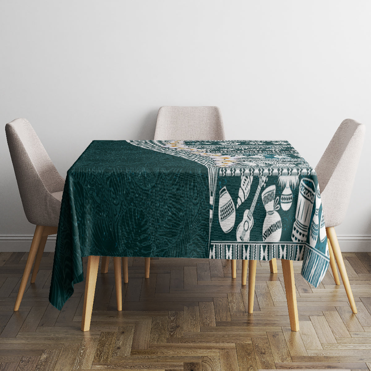 Hawaii Plumeria Tribal Vintage Tablecloth Special Turquoise LT03 - Polynesian Pride
