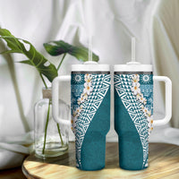 Hawaii Plumeria Tribal Vintage Tumbler With Handle Special Turquoise LT03 - Polynesian Pride