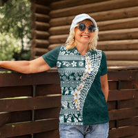 Hawaii Plumeria Tribal Vintage Women Polo Shirt Special Turquoise LT03 - Polynesian Pride